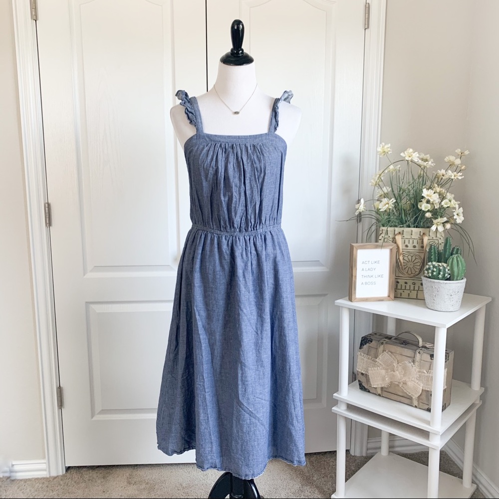 Old Navy Thin Denim Midi Prairie Dress